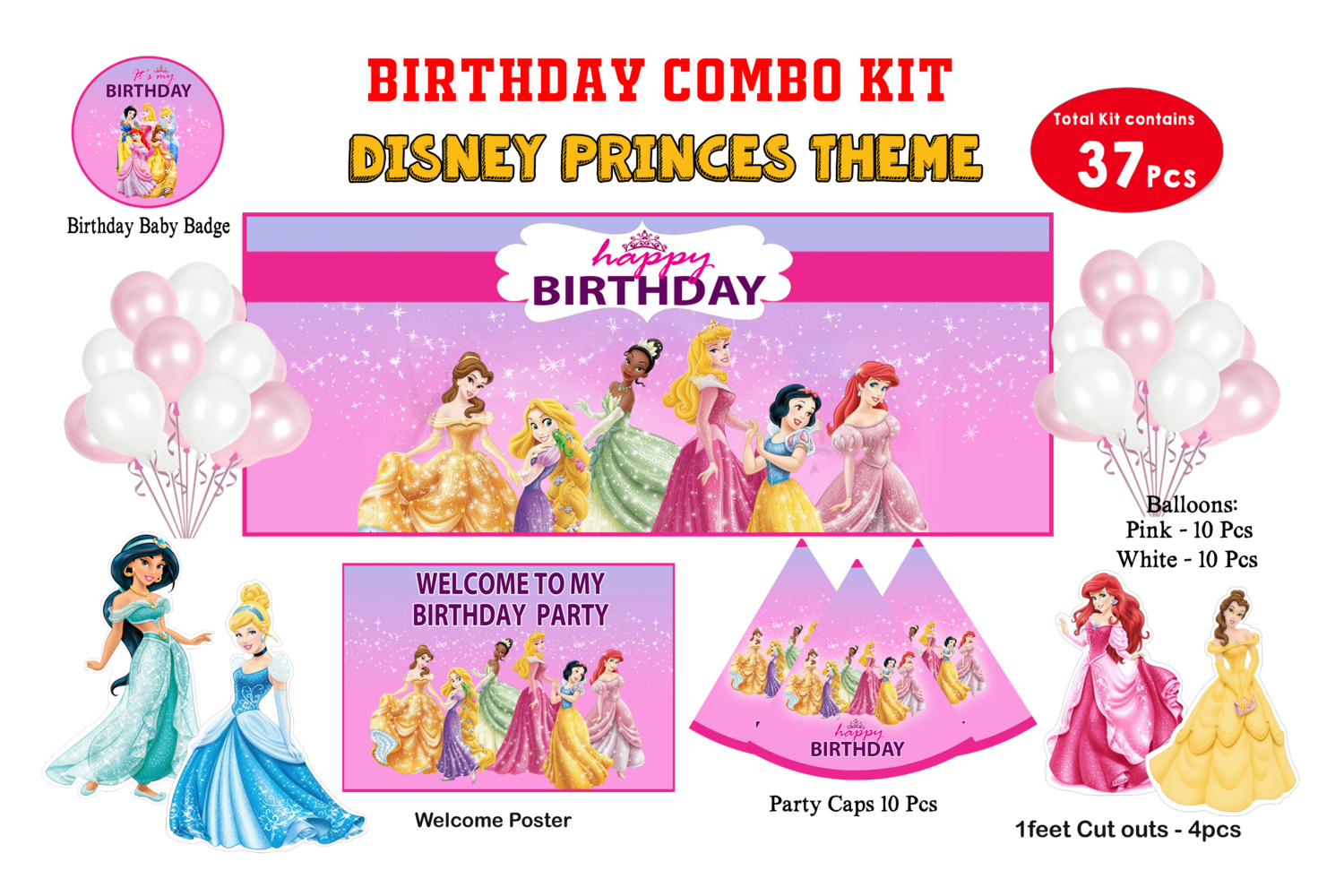 Princess Theme - Combo Kit 37Pcs (Non - Personalized)