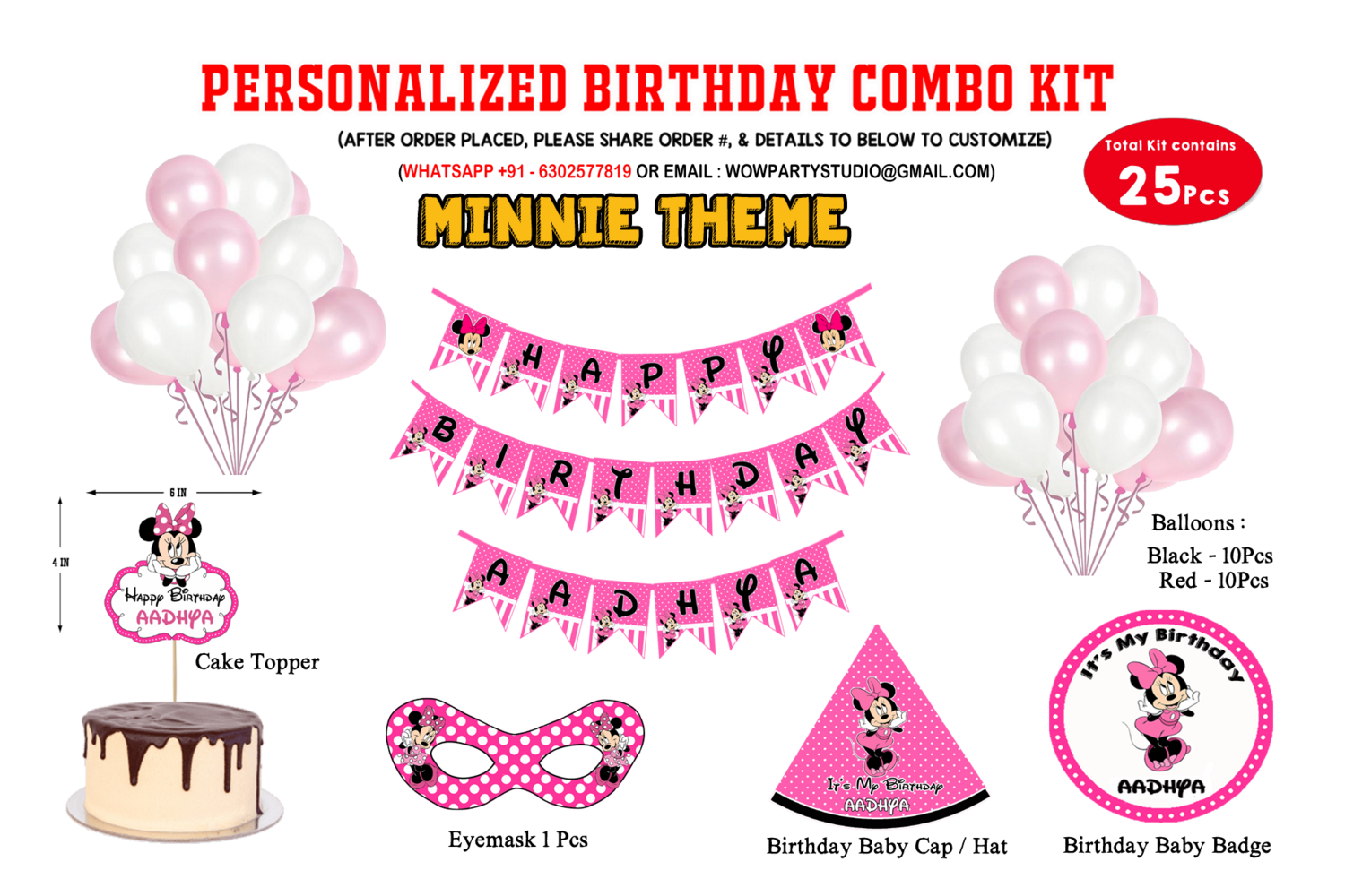 Minnie Mouse Theme - Combo Kit 25Pcs