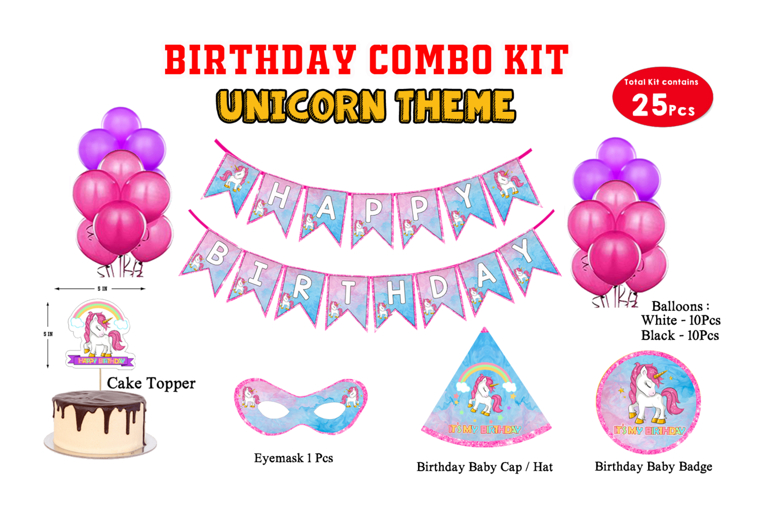 Unicorn Theme - Combo Kit 25Pcs (Non Personalized)