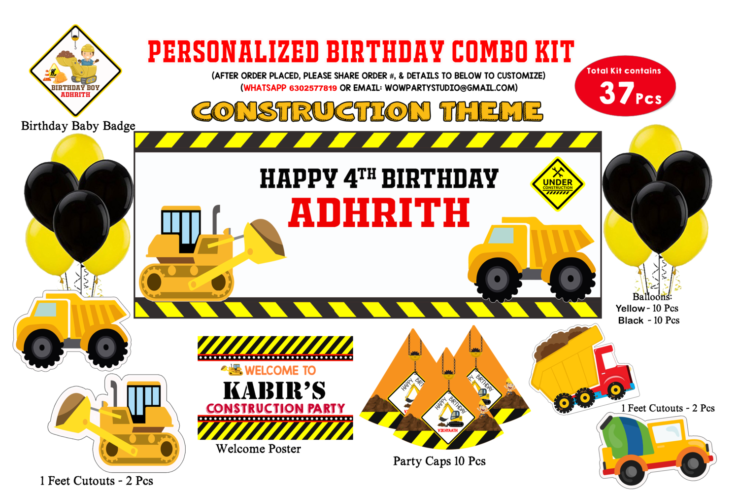 Construction Theme - Combo Kit 37Pcs