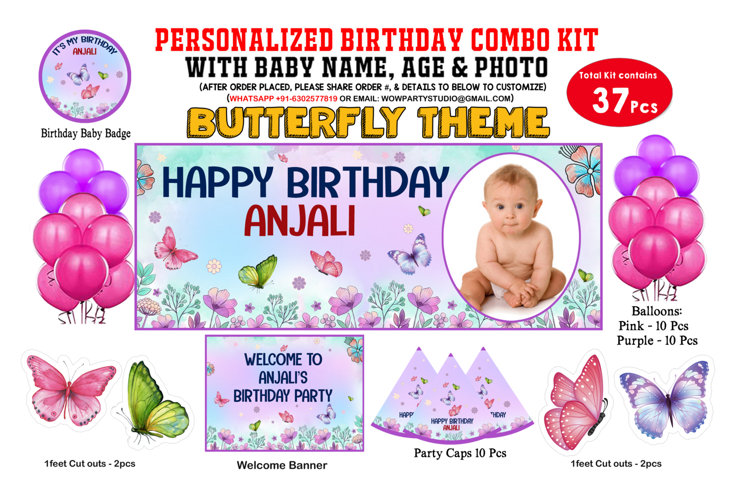 Butterfly Theme - Combo Kit 37Pcs With Kids Picture