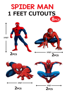 SpiderMan Cutouts (1ft) - 8 Pcs