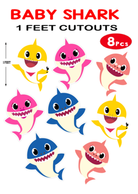 Baby Shark Cutouts (1ft) - 8 Pcs