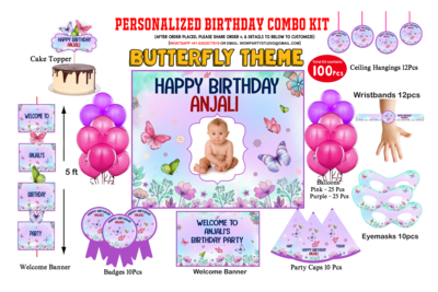Butterfly - Birthday Party Combo Kit 100Pcs