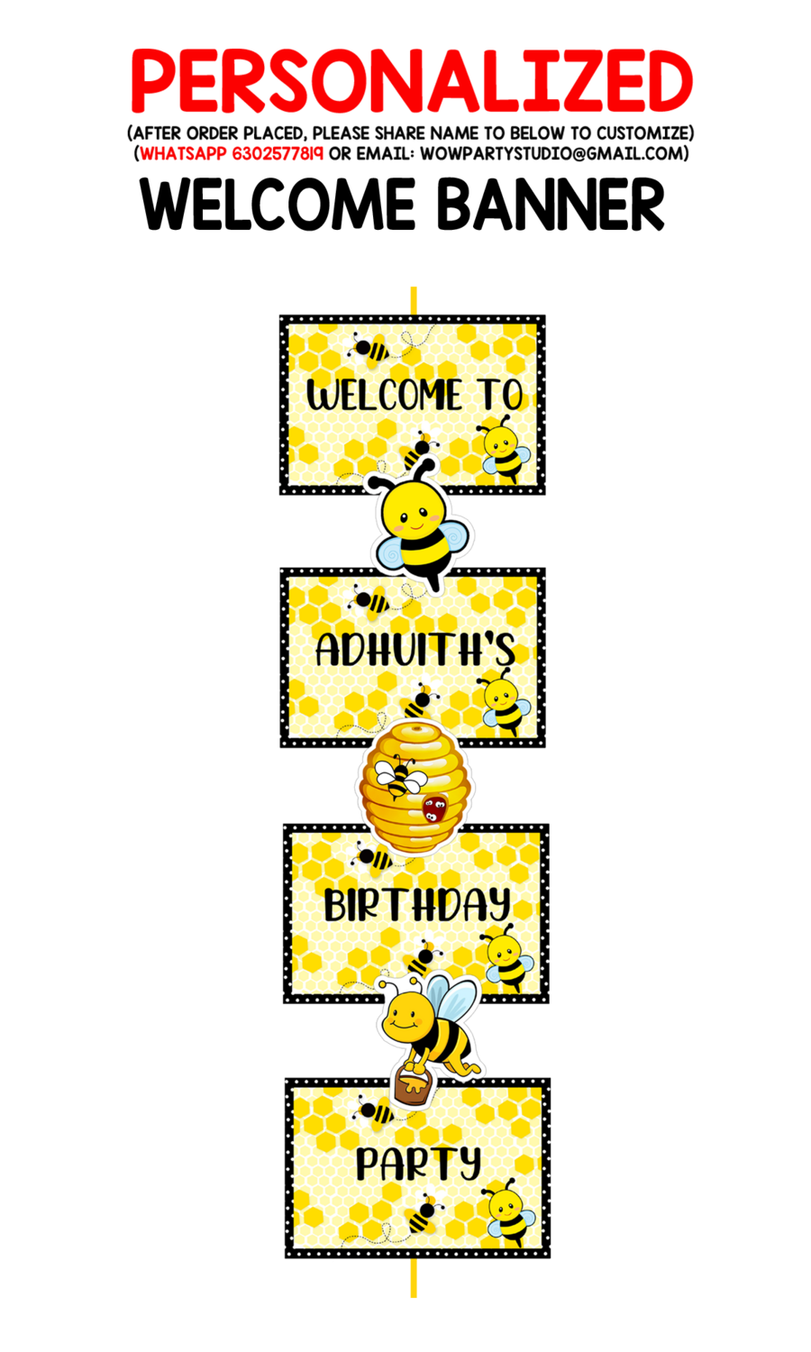 Honey Bee Theme - Door / Welcome Banner (5ft)