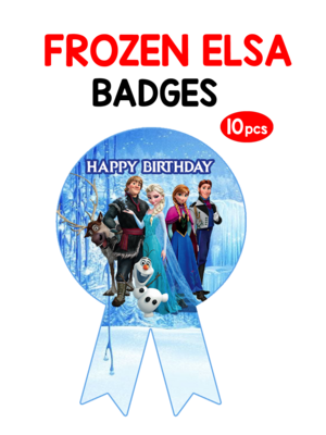 Frozen Theme Birthday Badges 10Pcs - (Non Personalized)