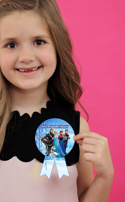 Frozen Theme Birthday Badges 10Pcs - (Non Personalized)