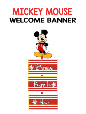 Mickey Mouse Theme Door / Welcome Banner (3ft) - (non customizable product)