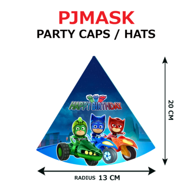 PJ Mask Party Caps / Hats (10 Pcs) - Non Personalized