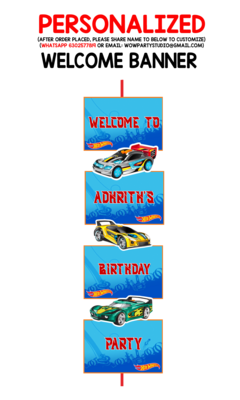 Hot Wheels Theme - Door / Welcome Banner (5ft)