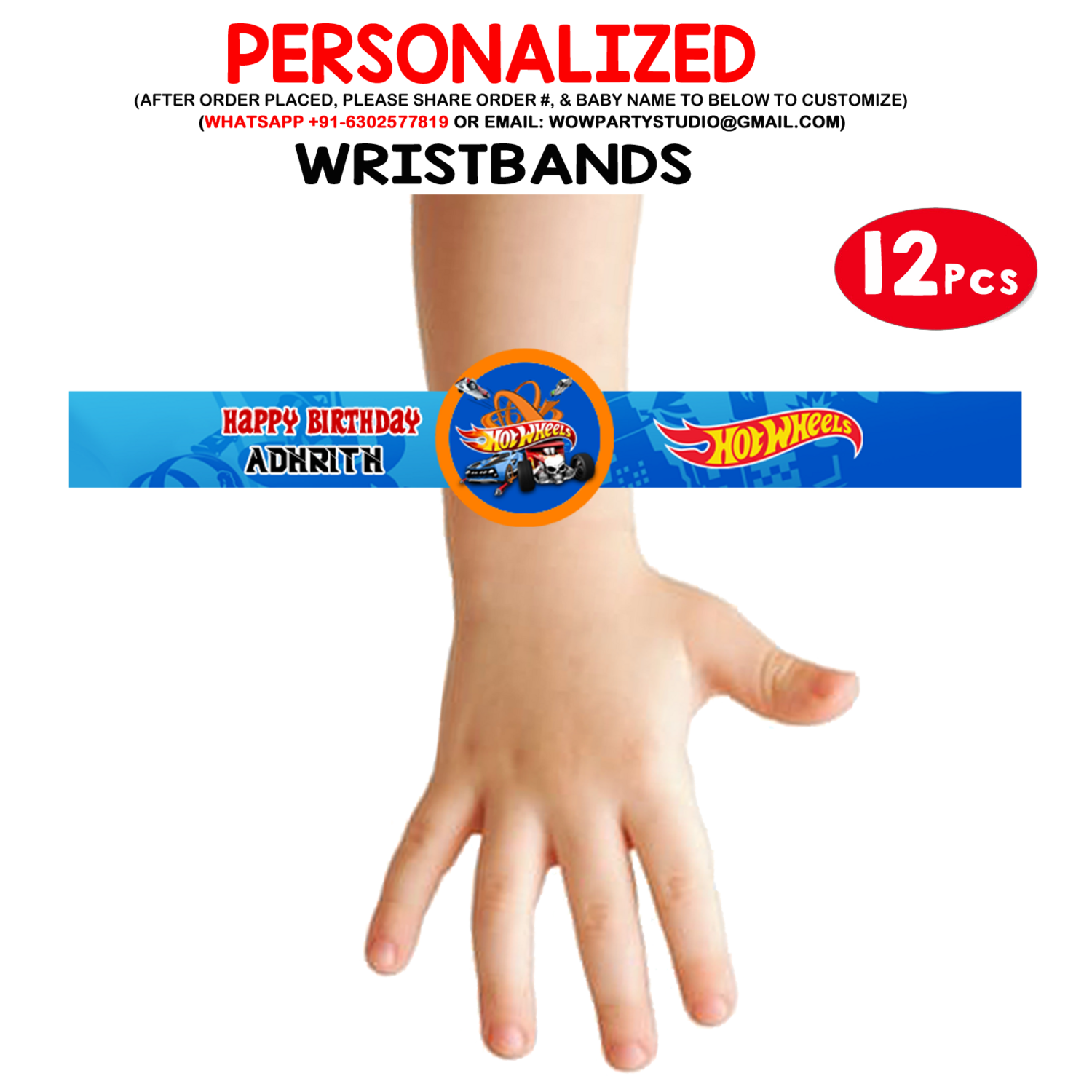 Hot Wheels Theme Wristbands (12 Pcs)