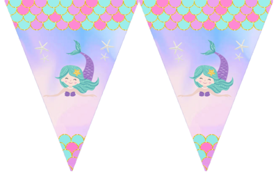 Mermaid - pennant / Flag Bunting Banner (10ft)