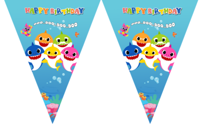 Baby Shark - pennant / Flag Bunting Banner (10ft)