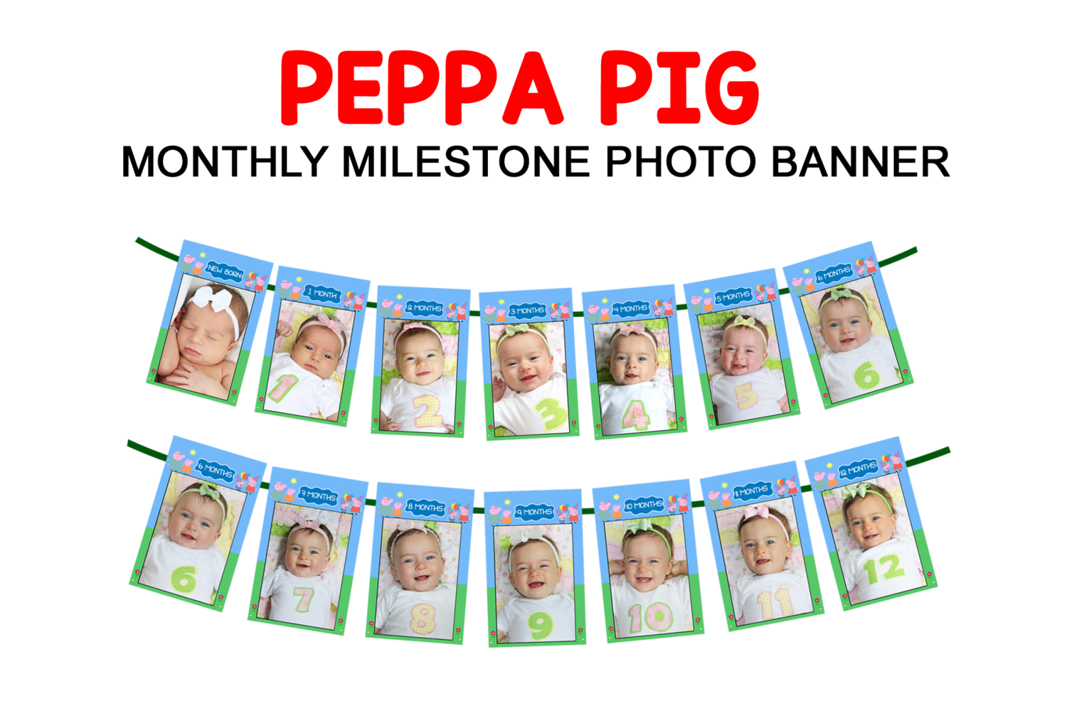 Peppa Pig Theme - Monthly Photo Banner