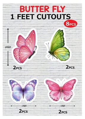 Butterfly Cutouts (1ft) - 8 Pcs