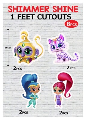 Shimmer And Shine Theme Cutouts (1ft) - 8 Pcs