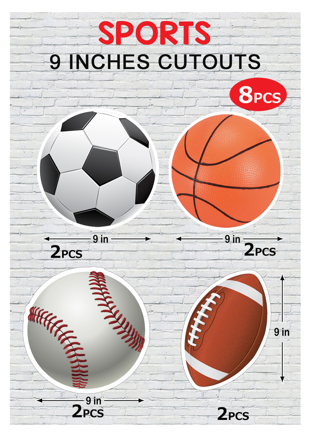 Sports Cutouts (1ft) - 8 Pcs
