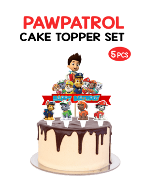 Paw Patrol Theme Cake Topper 5pcs (Non-Customised)