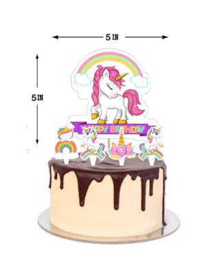 Unicorn - Cake Topper 5pcs Set (Non Customized)