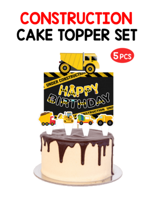 Construction - Cake Topper Set 5Pcs (Non Personalized)
