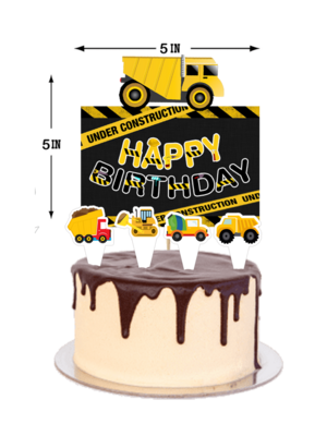 Construction - Cake Topper Set 5Pcs (Non Personalized)