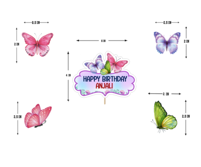 Butterfly - Cake Topper Set 5Pcs