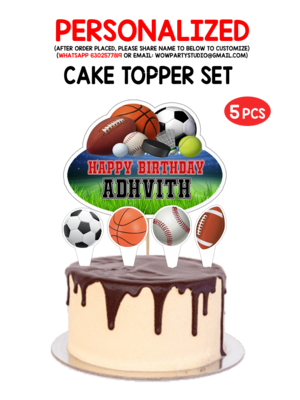 Sports Theme Cake topper 5pcs
