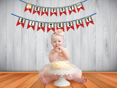 Car Theme Bunting Banner (Non - Personalized)