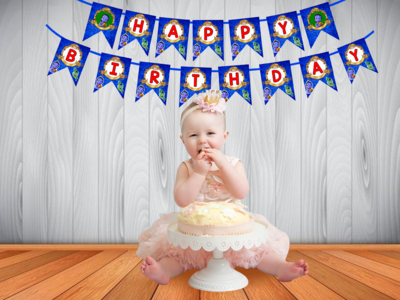 Little Krishna Theme - Bunting Banner (Non - Personalized)