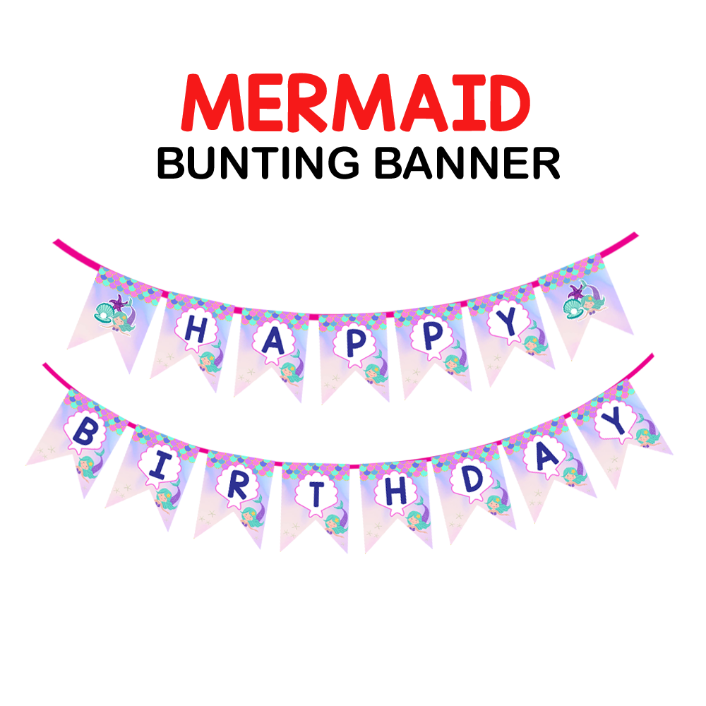 Mermaid Theme - Bunting Banner (Non - Personalized)