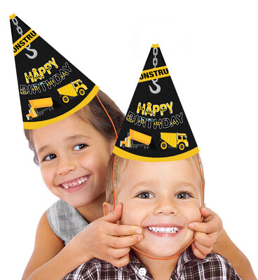 Construction Party Caps / Hats (10 Pcs) - Non Personalized
