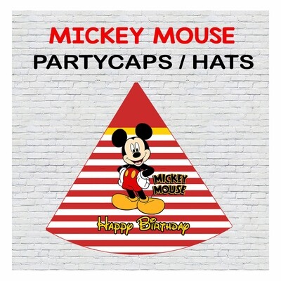 Mickey Mouse Party Caps / Hats (10 Pcs) - Non Personalized