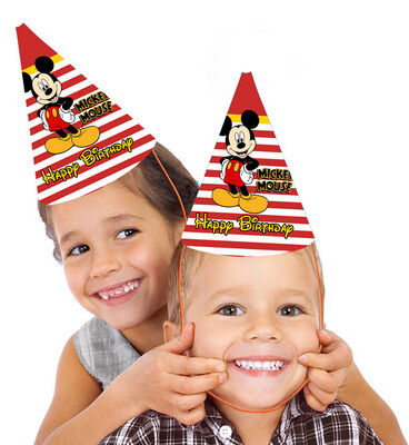 Mickey Mouse Party Caps / Hats (10 Pcs) - Non Personalized