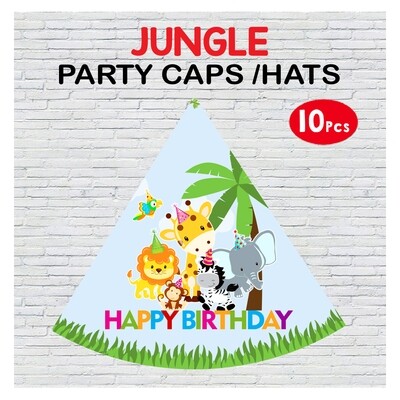 Jungle Party Caps / Hats (10 Pcs) - Non Personalized