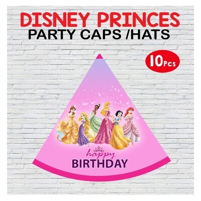 Disney Princess Party Caps / Hats (10 Pcs) - Non Personalized