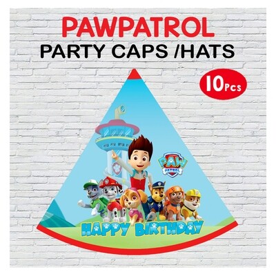 Paw Patrol Party Caps / Hats (10 Pcs) - Non Personalized