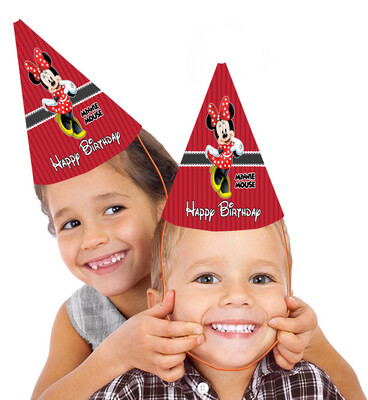 Minnie Mouse Party Caps / Hats (10 Pcs) - Non Personalized