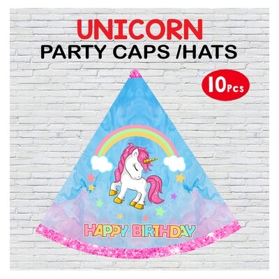 Unicorn Party Caps / Hats (10 Pcs) - Non Personalized