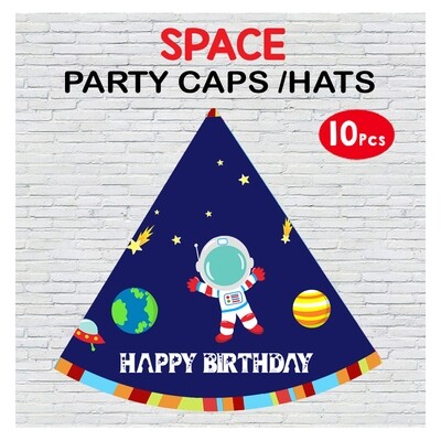 Space Party Caps / Hats (10 Pcs) - Non Personalized