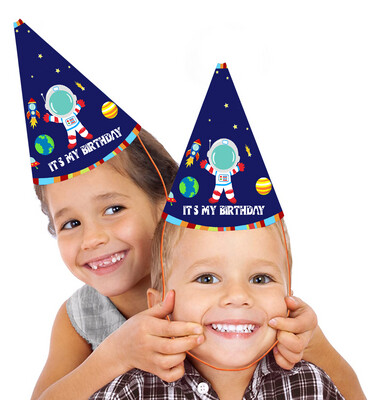 Space Party Caps / Hats (10 Pcs) - Non Personalized
