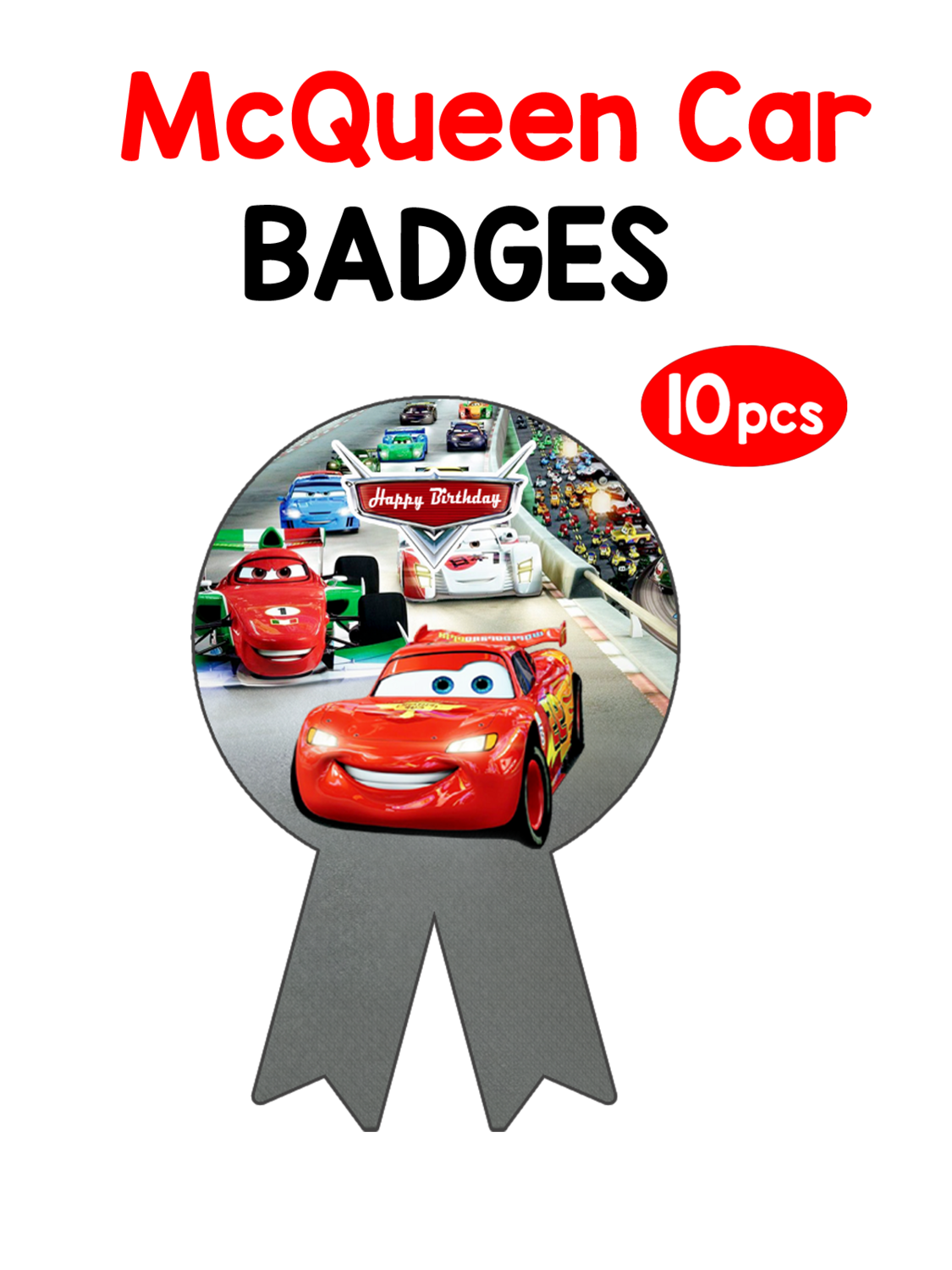 Car Theme - Badges 10Pcs - (Non Personalized)