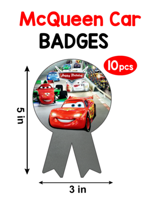 Car Theme Birthday Badges 10Pcs - (Non Personalized)