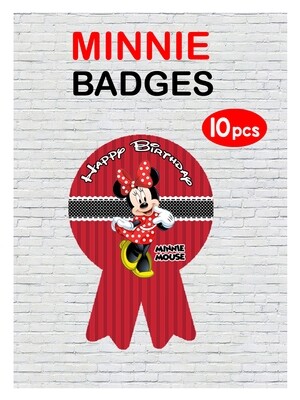 Minnie Mouse Theme - Badges 10Pcs - (Non Personalized)