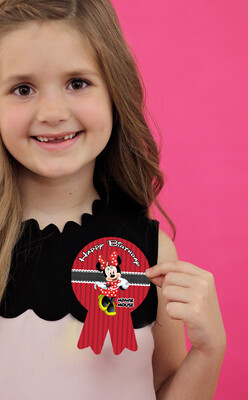 Minnie Mouse Theme - Badges 10Pcs - (Non Personalized)