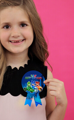 PJ Masks Theme Birthday Badges 10Pcs - (Non Personalized)