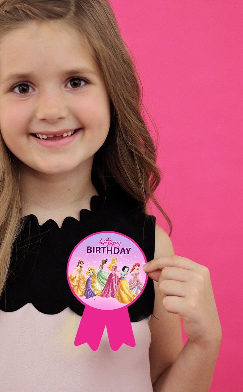 Princess Disney Theme Birthday Badges 10Pcs - (Non Personalized)