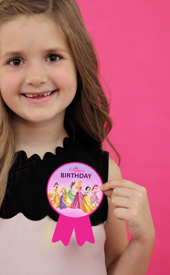 Princess Disney Theme Birthday Badges 10Pcs - (Non Personalized)