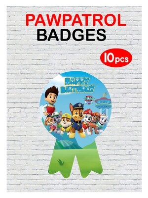 Paw Patrol Theme - Badges 10Pcs - (Non Personalized)
