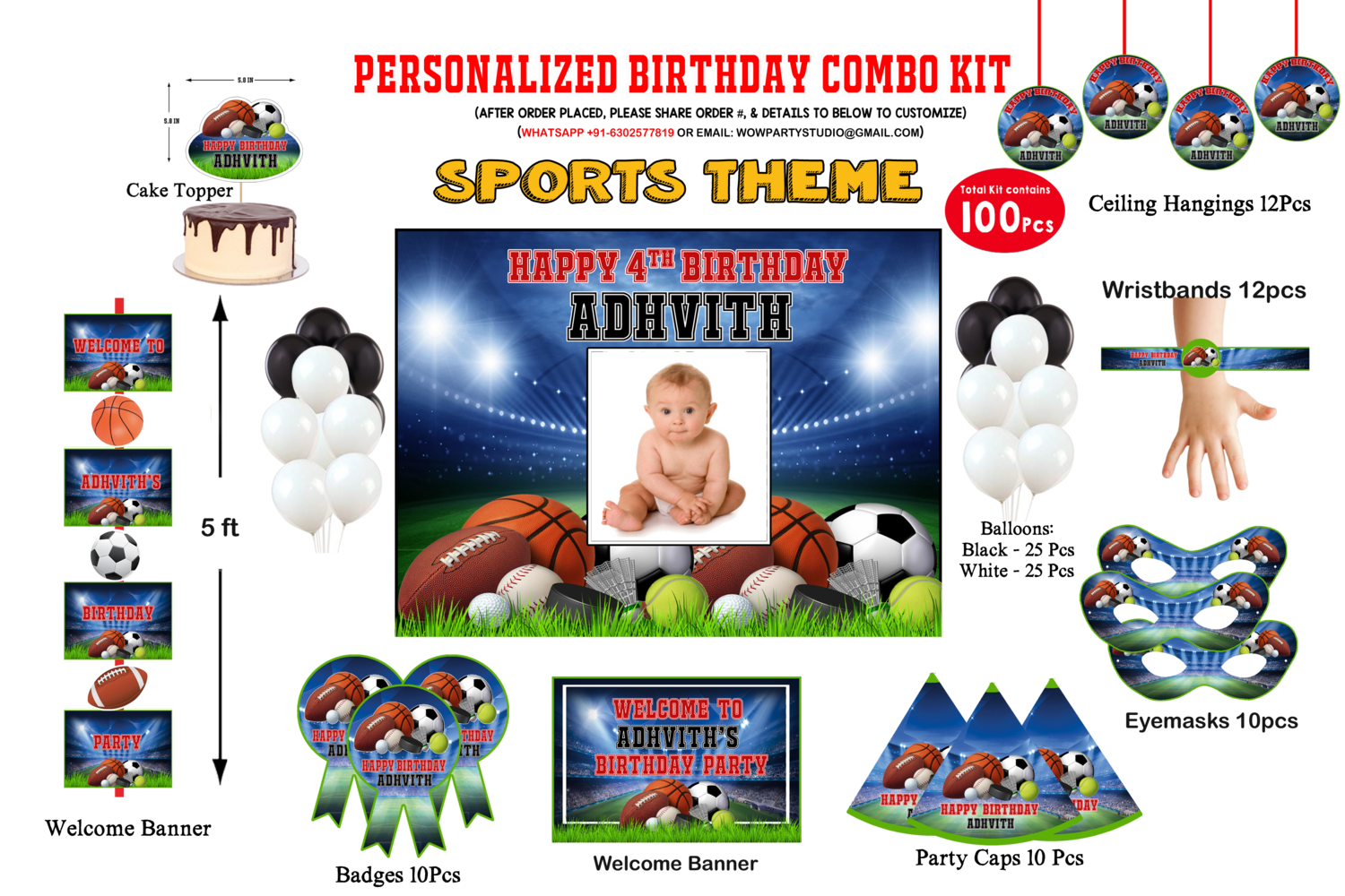 Sports - Birthday Party Combo Kit 100Pcs