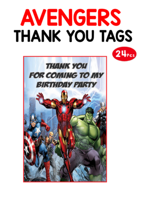 Avengers Thank you Tags - 24Pcs (Non Customized)
